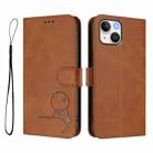 For iPhone 14 / 13 Litter Panda Embossing RFID Leather Phone Case with Lanyard(Brown) - 2