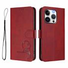 For iPhone 14 Pro Litter Panda Embossing RFID Leather Phone Case with Lanyard(Wine Red) - 2