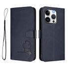 For iPhone 14 Pro Litter Panda Embossing RFID Leather Phone Case with Lanyard(Blue) - 2