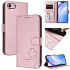 For iPhone SE 2022 / 2020 / 8 / 7 Litter Panda Embossing RFID Leather Phone Case with Lanyard(Pink) - 1