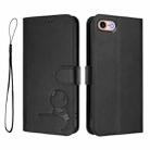 For iPhone SE 2022 / 2020 / 8 / 7 Litter Panda Embossing RFID Leather Phone Case with Lanyard(Black) - 2