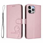 For iPhone 13 Pro Max Litter Panda Embossing RFID Leather Phone Case with Lanyard(Pink) - 2