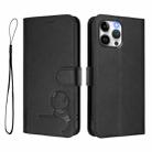 For iPhone 13 Pro Max Litter Panda Embossing RFID Leather Phone Case with Lanyard(Black) - 2