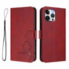 For iPhone 13 Pro Max Litter Panda Embossing RFID Leather Phone Case with Lanyard(Wine Red) - 2