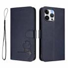 For iPhone 13 Pro Max Litter Panda Embossing RFID Leather Phone Case with Lanyard(Blue) - 2