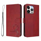 For iPhone 13 Pro Litter Panda Embossing RFID Leather Phone Case with Lanyard(Wine Red) - 2