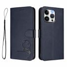 For iPhone 13 Pro Litter Panda Embossing RFID Leather Phone Case with Lanyard(Blue) - 2