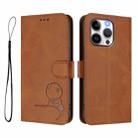 For iPhone 13 Pro Litter Panda Embossing RFID Leather Phone Case with Lanyard(Brown) - 2