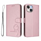 For iPhone 13 mini Litter Panda Embossing RFID Leather Phone Case with Lanyard(Pink) - 2