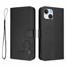 For iPhone 13 mini Litter Panda Embossing RFID Leather Phone Case with Lanyard(Black) - 2