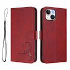For iPhone 13 mini Litter Panda Embossing RFID Leather Phone Case with Lanyard(Wine Red) - 2
