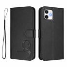 For iPhone 12 / 12 Pro Litter Panda Embossing RFID Leather Phone Case with Lanyard(Black) - 2