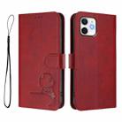 For iPhone 12 / 12 Pro Litter Panda Embossing RFID Leather Phone Case with Lanyard(Wine Red) - 2