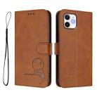 For iPhone 12 / 12 Pro Litter Panda Embossing RFID Leather Phone Case with Lanyard(Brown) - 2