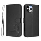 For iPhone 12 Pro Max Litter Panda Embossing RFID Leather Phone Case with Lanyard(Black) - 2