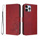 For iPhone 12 Pro Max Litter Panda Embossing RFID Leather Phone Case with Lanyard(Wine Red) - 2