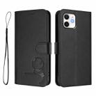 For iPhone 12 mini Litter Panda Embossing RFID Leather Phone Case with Lanyard(Black) - 2