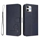 For iPhone 12 mini Litter Panda Embossing RFID Leather Phone Case with Lanyard(Blue) - 2