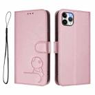For iPhone 11 Pro Max Litter Panda Embossing RFID Leather Phone Case with Lanyard(Pink) - 2