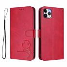 For iPhone 11 Pro Max Litter Panda Embossing RFID Leather Phone Case with Lanyard(Rose Red) - 2