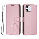 For iPhone 11 Litter Panda Embossing RFID Leather Phone Case with Lanyard(Pink) - 2