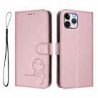 For iPhone 11 Pro Litter Panda Embossing RFID Leather Phone Case with Lanyard(Pink) - 2