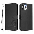 For iPhone 11 Pro Litter Panda Embossing RFID Leather Phone Case with Lanyard(Black) - 2