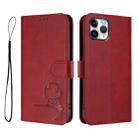 For iPhone 11 Pro Litter Panda Embossing RFID Leather Phone Case with Lanyard(Wine Red) - 2