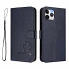 For iPhone 11 Pro Litter Panda Embossing RFID Leather Phone Case with Lanyard(Blue) - 2