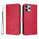 For iPhone 11 Pro Litter Panda Embossing RFID Leather Phone Case with Lanyard(Rose Red) - 2