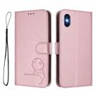 For iPhone X / XS Litter Panda Embossing RFID Leather Phone Case with Lanyard(Pink) - 2