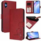 For iPhone X / XS Litter Panda Embossing RFID Leather Phone Case with Lanyard(Wine Red) - 1