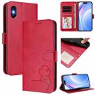 For iPhone X / XS Litter Panda Embossing RFID Leather Phone Case with Lanyard(Rose Red) - 1