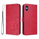 For iPhone X / XS Litter Panda Embossing RFID Leather Phone Case with Lanyard(Rose Red) - 2