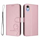 For iPhone XR Litter Panda Embossing RFID Leather Phone Case with Lanyard(Pink) - 2