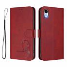 For iPhone XR Litter Panda Embossing RFID Leather Phone Case with Lanyard(Wine Red) - 2
