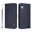 For iPhone XR Litter Panda Embossing RFID Leather Phone Case with Lanyard(Blue) - 2