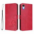 For iPhone XR Litter Panda Embossing RFID Leather Phone Case with Lanyard(Rose Red) - 2