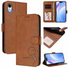 For iPhone XR Litter Panda Embossing RFID Leather Phone Case with Lanyard(Brown) - 1
