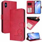 For iPhone XS Max Litter Panda Embossing RFID Leather Phone Case with Lanyard(Rose Red) - 1