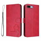 For iPhone 8 Plus / 7 Plus Litter Panda Embossing RFID Leather Phone Case with Lanyard(Rose Red) - 2