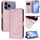 For iPhone 17 Pro Max Litter Panda Embossing RFID Leather Phone Case with Lanyard(Pink) - 1