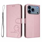For iPhone 17 Pro Max Litter Panda Embossing RFID Leather Phone Case with Lanyard(Pink) - 2