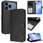 For iPhone 17 Pro Max Litter Panda Embossing RFID Leather Phone Case with Lanyard(Black) - 1