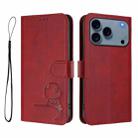 For iPhone 17 Pro Max Litter Panda Embossing RFID Leather Phone Case with Lanyard(Wine Red) - 2