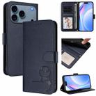 For iPhone 17 Pro Max Litter Panda Embossing RFID Leather Phone Case with Lanyard(Blue) - 1