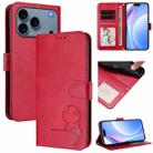 For iPhone 17 Pro Max Litter Panda Embossing RFID Leather Phone Case with Lanyard(Rose Red) - 1