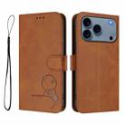 For iPhone 17 Pro Max Litter Panda Embossing RFID Leather Phone Case with Lanyard(Brown) - 2