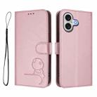 For iPhone 17 Litter Panda Embossing RFID Leather Phone Case with Lanyard(Pink) - 2