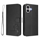 For iPhone 17 Litter Panda Embossing RFID Leather Phone Case with Lanyard(Black) - 2